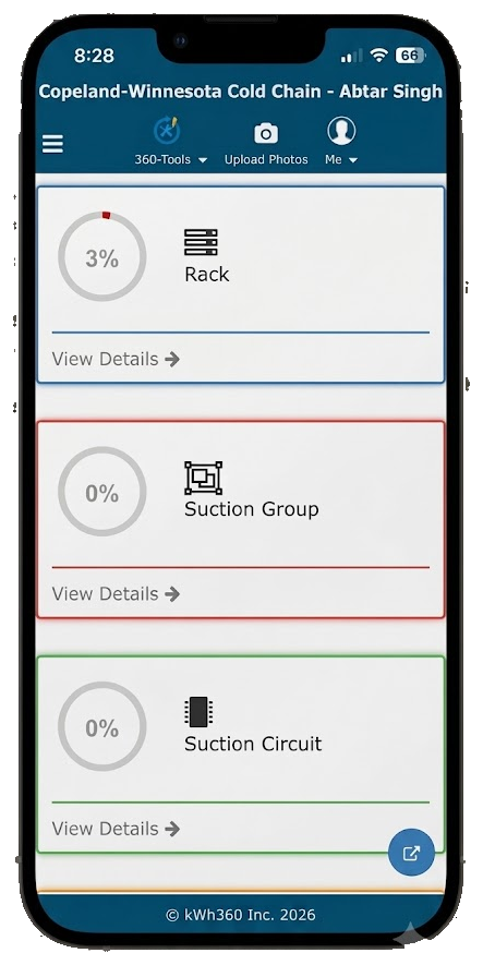 Commissioning App mobile dashboard